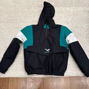 Starter Philadelphia Eagles Home Team Green/Black Half-Zip Hoodie Jacket XL